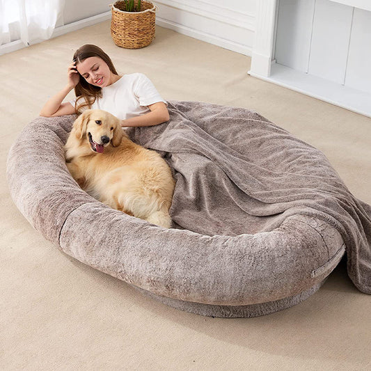 Large Bed Human Short Plush Dog